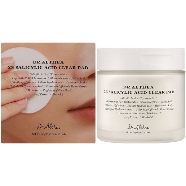 Dr.Althea 2% Salicylic Acid Clear Pad - Тонер-педи з 2% саліциловою кислотою для себорегуляції, очищення пор і рівнішої текстури шкіри 60шт 00002486 00002486 фото